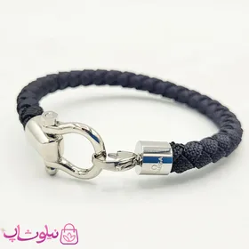 دستبند امگا برزنتی یا کنفی مشکی با قفل نقره ای
