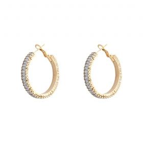 گوشواره زنانه حلقه‌ای مدل نگین مستطیلی