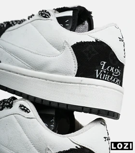 کفش کتانی مردانه و زنانه مشکی سفید NIKE LOUIS VUITTON x travis scott مدل 7484