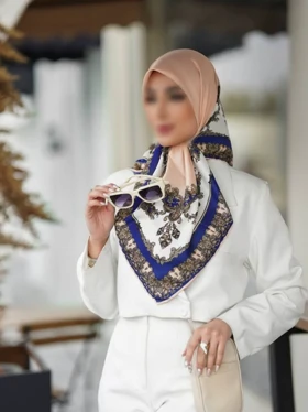 روسری مجلسی ابریشم کد 340 (گلبهی)