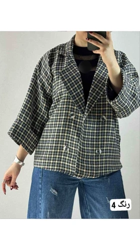 کت باکسی چهارخونه زنانه 77579
