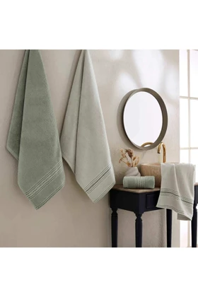 ست حوله حمام Taç مدل Linia Pure Cotton - سنگی
