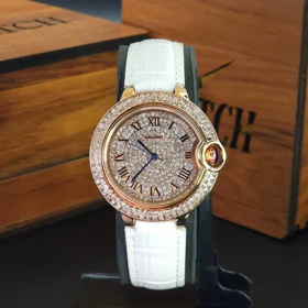 ساعت مچی زنانه و نوجوان کارتیر CARTIER مدل مینیمال با بند رنگ ثابت و موتور کوارتز ژاپن