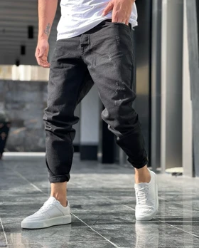 شلوار مافیت مشکی مردانه پارچه کجراه پنبه کد 65