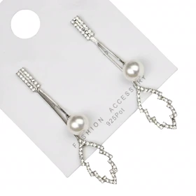 گوشواره زنانه مدل مروارید نگین (نقره‌ای)