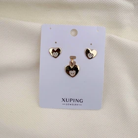 نیم ست قلب تخت نگین‌دار ژوپینگ بدون زنجیر