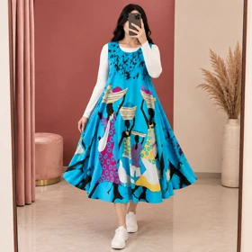 سارافن نخی وارداتی میرا کد 6023 (آبی فیروزه ای)