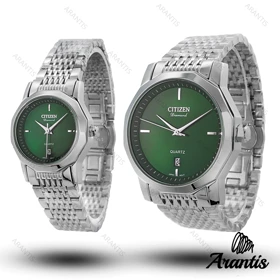 ساعت ست سیتیزن Diamond نقره ای صفحه سبز s-10186