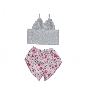 ست نیمتنه گیپور و شلوارک طرح گل 138