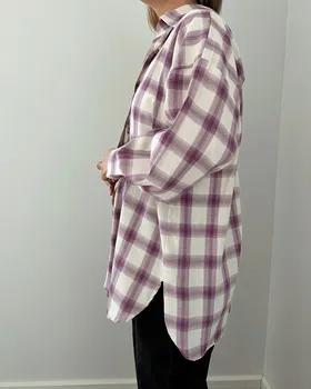 شومیز چهارخونه بنفش
