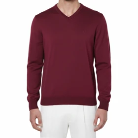 پلیور بافت یقه هفت زرشکی مردانه