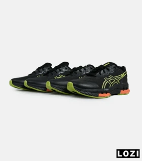 کفش کتانی مردانه مشکی لیمویی نارنجی ASICS GORETEX