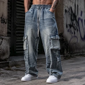 محصول فوق لوکس#شلوار جین واید بگ صابونی (Wide Leg)| استایل لش استریت کد9902---9702 کد 7644