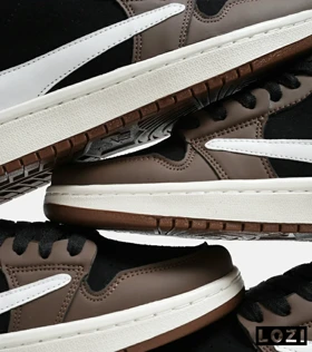 کفش کتانی مردانه قهوه ای مشکی سفید NIKE travis scott