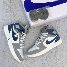 نایک ایر جردن 1 ساق‌دار طوسی سرمه ای (Nike Air Jordan 1 Navy Gray) کد 2341