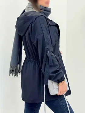 بارانی بغل سه دکمه کلاهدار
