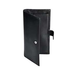 کیف پول کتی طرح نامی چرم ساده مشکی