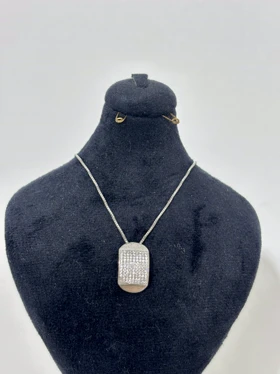 گردنبند نقره ایتالیایی زنانه پلاک مستطیل 1002