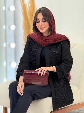 مانتو پولک دوزی جلو باز