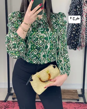 شومیز آستین پفی طرح‌دار