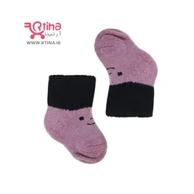جوراب زمستانی نوزاد دختر/ پسر بوکله ای رنگ بنفش