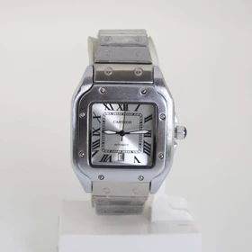 ساعت مچی مردانه کارتیر Cartier 4072 تاریخ دار با اعداد یونانی و موتور کوارتز