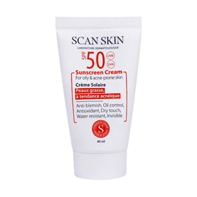 کرم ضد آفتاب بی رنگ SPF50 پوست چرب اسکن اسکین 40 میل