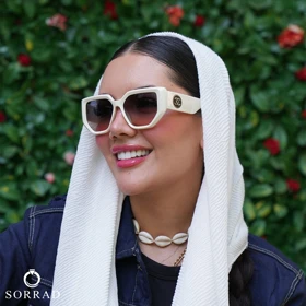 عینک زنانه شنل / فریم کائوچو و چرم عدسی پلی کربنات