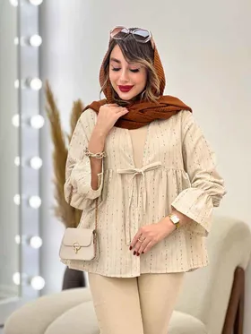 مانتو لینن نچرال آستین چین