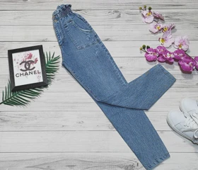 شلوار جین مدل مام فیت کد 10143 (آبی برفکی)