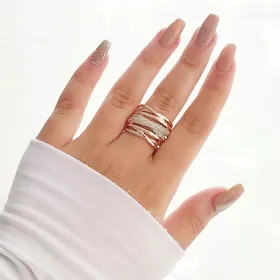 انگشتر چند ردیفه نگین‌دار ژوپینگ کد 393