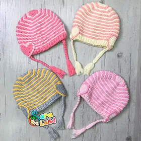 کلاه بافت نوزاد گیس دار طرح قلب