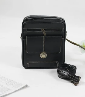 کیف چرمی دوشی قفل ناخنی 1965 (مشکی)