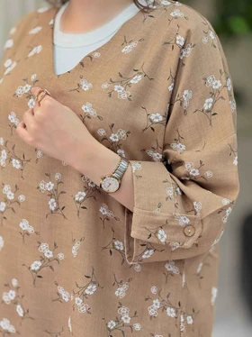 شومیز طرح گل آستین پاگن