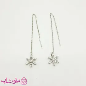 گوشواره بخیه ای YSX طرح برف نقره ای