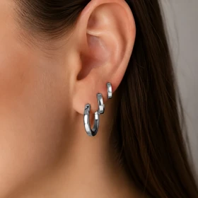 گوشواره استیل رنگ ثابت سه جفتی کدgar230 گالری زیور آلات آوآرین