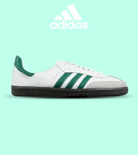 کفش کتانی مردانه و زنانه سفید سبز ADIDAS Samba