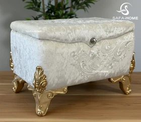 صندوقچه مخمل گل برجسته شیری مدل آمور