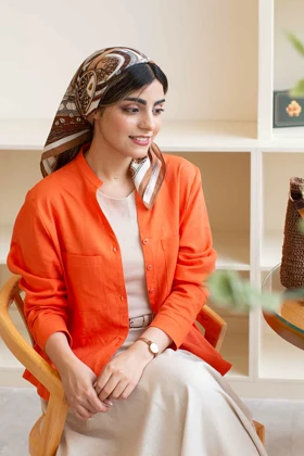 شومیز لینن قاصدک ایتالیایی دارکوب‌پوش (آجری)
