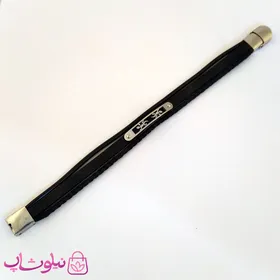 دستبند چرمی و استیل مردانه سه ردیفه