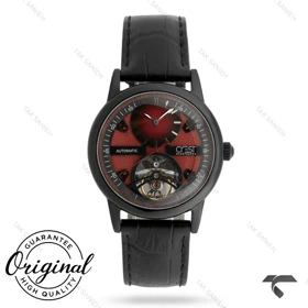 ساعت کرست مردانه 6366-2 مشکی صفحه قرمز اتوماتیک Crest-11056-G