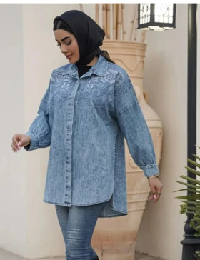 مانتو جین گلدوزی