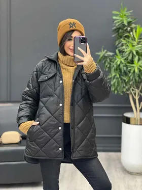 کاپشن لوزی دوزی چهارجیب