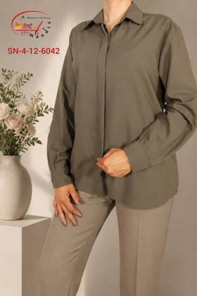 شومیز دکمه مخفی سیلک(SN-4-12-6042)