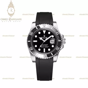 ساعت مچی رولکس سابمارینر بند رابر مشکی صفحه مشکی Rolex Submariner