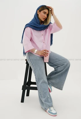 شومیز کراپ لینن یقه هفت کد1005629