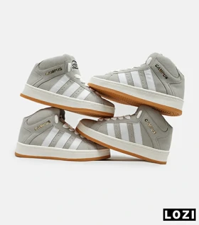 کفش کتانی نیم ساق مردانه و زنانه طوسی سفید ADIDAS Campus