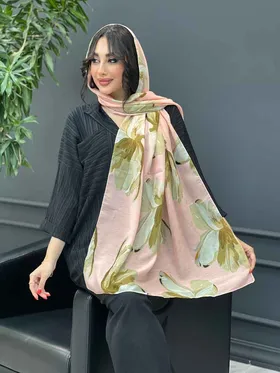 شال حریر نخ طرح گل