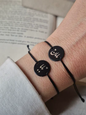 دستبند مامان بابا مشکی استیل