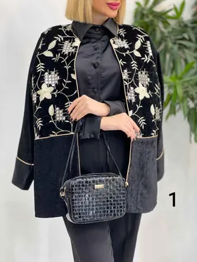 مانتو مخمل گلدوزی